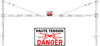 ligne à haute tension sur passage à niveau