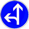 panneau direction obligatoire à la prochaine intersection d'aller tout droit ou à gauche