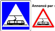 panneau traversée de tramways