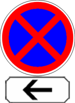 panneau arrêt et stationnement interdit à gauche du panneau